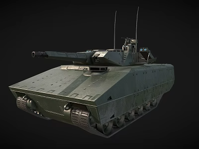 Modern Military Armored Tank With Turret Gun Barrel Tracks And Antennas 3d model