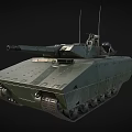 Modern Military Armored Tank With Turret Gun Barrel Tracks And Antennas