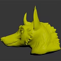 Colorful Fox Character 3D Head Model With Purple Pink Fur Blue Horns And Blue Eyes
