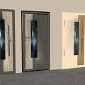 Various Colored Modern Hinged Doors With Glass Panels And Wooden Trims