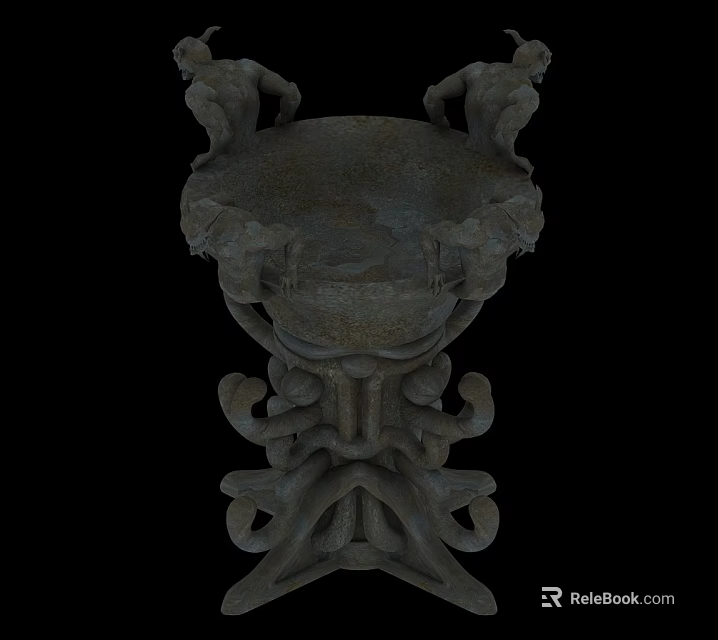 Artistic Alien Shaped Table Lamp With Resin Sculpted Body And Metallic Base For Modern Decor 3d model 