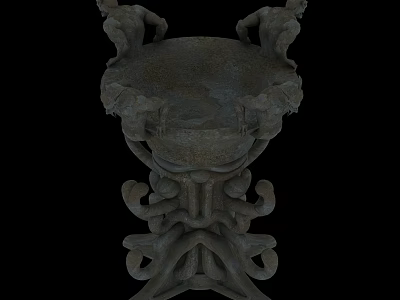 Artistic Alien Shaped Table Lamp With Resin Sculpted Body And Metallic Base For Modern Decor 3d model
