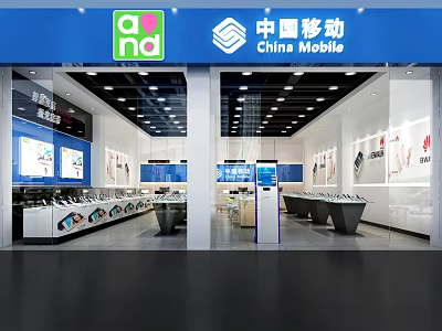 China Mobile Digital Store Interior With Mobile Phones Display Counters And Electronic Products 3d model