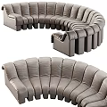 Modern Gray Curved Leather Sectional Sofa With Modular Design And Comfortable Seats 3d model