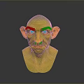 Fantasy Creature Bust With Yellow Skin Large Ears And Wrinkled Face