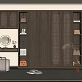 Modern Gray Wardrobe Interior With Lattice Door Design Dressing Table Mirror Bags And Books