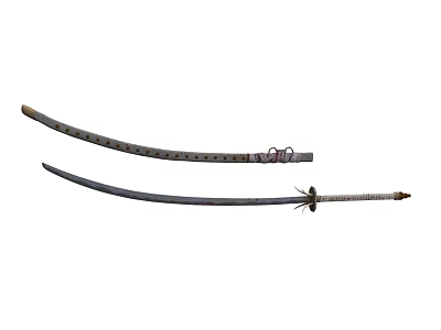 Two Traditional Samurai Swords With Curved Blades Handles And Sheaths 3d model