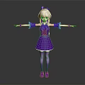 Anime Character In Purple Dress With White Hair Bow And Outstretched Arms