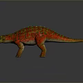 Armored Reptile Dinosaur With Red Green Scales And Spiked Back 3D Rendering