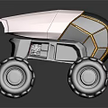 Futuristic Exploration Rover With Large Rugged Wheels And Metallic Geometric Body Design