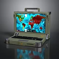 Rugged Military Style Laptop With World Map Screen Display And Sturdy Case