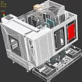 Industrial CNC Machining Equipment With White Enclosed Structure And Control Panel 3d model