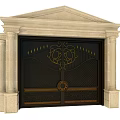 Elegant Wrought Iron Main Gate With Golden Ornate Design And Stone Pillars