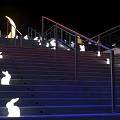 Illuminated Staircase With Rabbit Silhouettes And Crescent Moon As Photo Spot