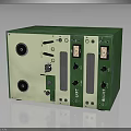 Green And Beige Industrial Equipment With Control Panel Knobs Ports And Buttons