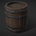 Traditional Wooden Barrel With Metal Hoops Wooden Top And Rivets For Home Storage