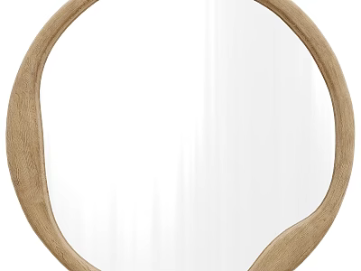 Round Mirror With Natural Wooden Frame For Minimalist Home Decor 3d model