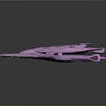 Futuristic Purple Interstellar Spaceship Design With Aerodynamic Structure And Patterns