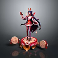 Game Movie Character Female With Traditional Costume Purple Long Hair Ornate Headdress And Drum Platform
