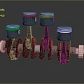 Rusty Engine Pistons With Shiny Metal Connecting Rods On Dark Background 3d model