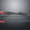 Sci Fi Knife With Red Glowing Handle And Silver Reflective Blade