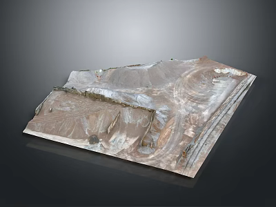Rustic Stone And Wood Interior Design With Natural Tabletop And Wall Shelves 3d model