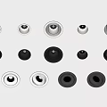 Downlights And Spotlights Various Modern Round Recessed Fixtures In White And Black On White Background