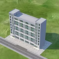 Modern Industrial Factory Building With Multi Storey Structure Large Glass Windows And Green Lawn