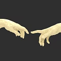 Man's Hands Reaching Towards Each Other With Fingertips Almost Touching On Dark Background