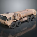Tan Military Fuel Truck With Large Tank And Multiple Wheels Structure