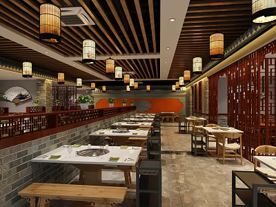 Chinese Hot Pot Shop 3d model