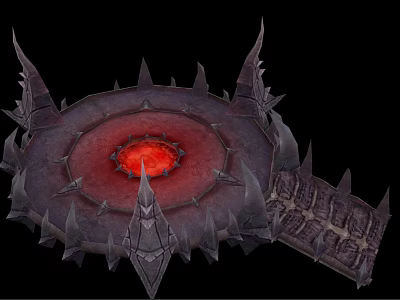 Demonic Spiked Circular Structure With Red Glowing Lava Pit And Dark Altar 3d model