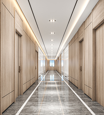 Modern aisle company aisle office aisle office corridor office corridor glass partition single door 3d model