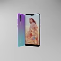 Modern Smartphones With Gradient Color Back And Light Body On Geometric Green Background