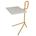 Modern Side Table With Orange Metal Frame And White Tabletop Design