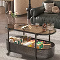 Oval Glass Top Coffee Table With Metal Frame Storage Basket For Snacks Drinks Book And Sofa