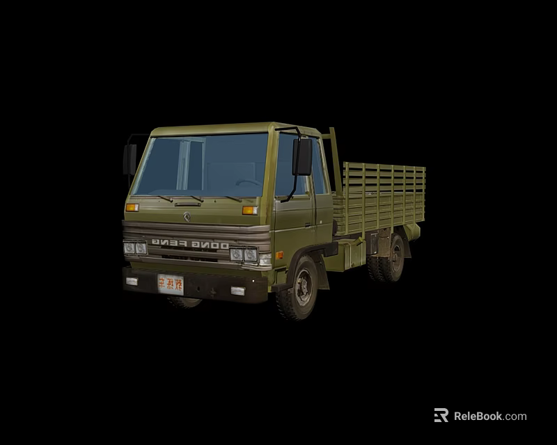 Green Super Duty Utility Truck with Open Cargo Bed and Front Grille Design 3d model 
