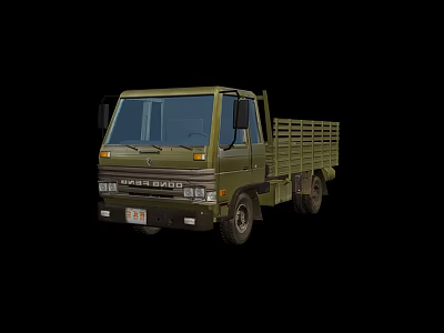 Green Super Duty Utility Truck with Open Cargo Bed and Front Grille Design 3d model