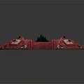 Ornate Red Circular Decorative Platform With Blue Central Emblem Intricate Patterns And Turquoise Accents