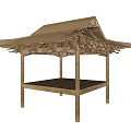 Ancient Architecture Traditional Wooden Pavilion With Decorative Roof And Supporting Pillars