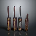 Four Vintage Metal Lock Mechanisms With Wooden Handles On Dark Background