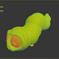 Green Toy Caterpillar With Big Eyes On Gray Background With Reflection 3d model