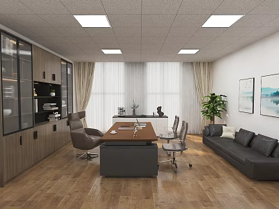 Modern Office Interior Design With Conference Table Chairs Sofa And Wooden Flooring 3d model