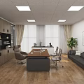 Modern Office Interior Design With Conference Table Chairs Sofa And Wooden Flooring