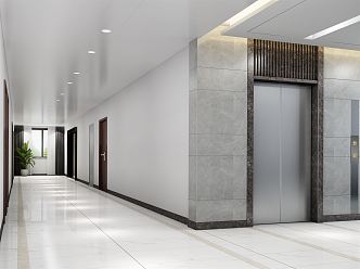 modern aisle elevator hall aisle 3d model