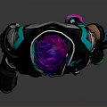 Edgy Cyberpunk Character With Purple Hair Bandana Black Leather Jacket Neon Green Purple Details