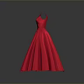 Stylish Red Sleeveless Dress With V Neck And Flared Long Skirt Design