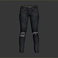 Dark Colored Slim Fit Jeans With Distressed Knees For Casual Wear