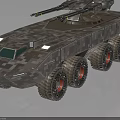 Armored Military Vehicle With 6x6 Wheels Mounted Weapons And Camouflage Design