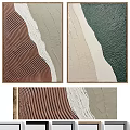 Abstract Painting With Brown Beige Green Wavy Textured Impasto Layered Multi Panel